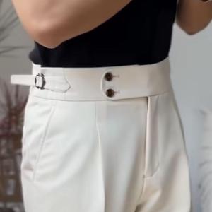 Premium Sand Beige Gurkha Pants — Double Pleated Modern Slim Fit Tailored Trousers