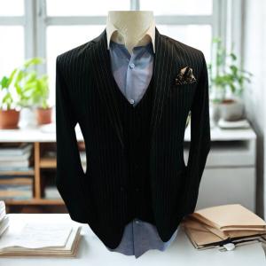 Men’s Classic Pinstripe Suit – Slim Fit Business & Formal Suit Jacket