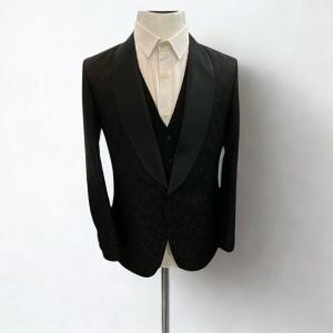 Men’s Black Jacquard Tuxedo Blazer – Slim Fit Formal & Evening Suit