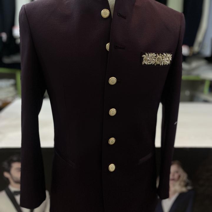 Luxury Maroon Zadrozi Work Prince Coat
