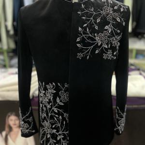 Luxury Black Zardozi Embroidered Prince Coat With Pant