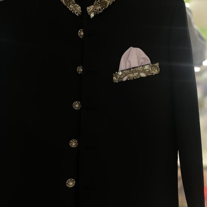 Luxury Black Zardozi Work Sherwani